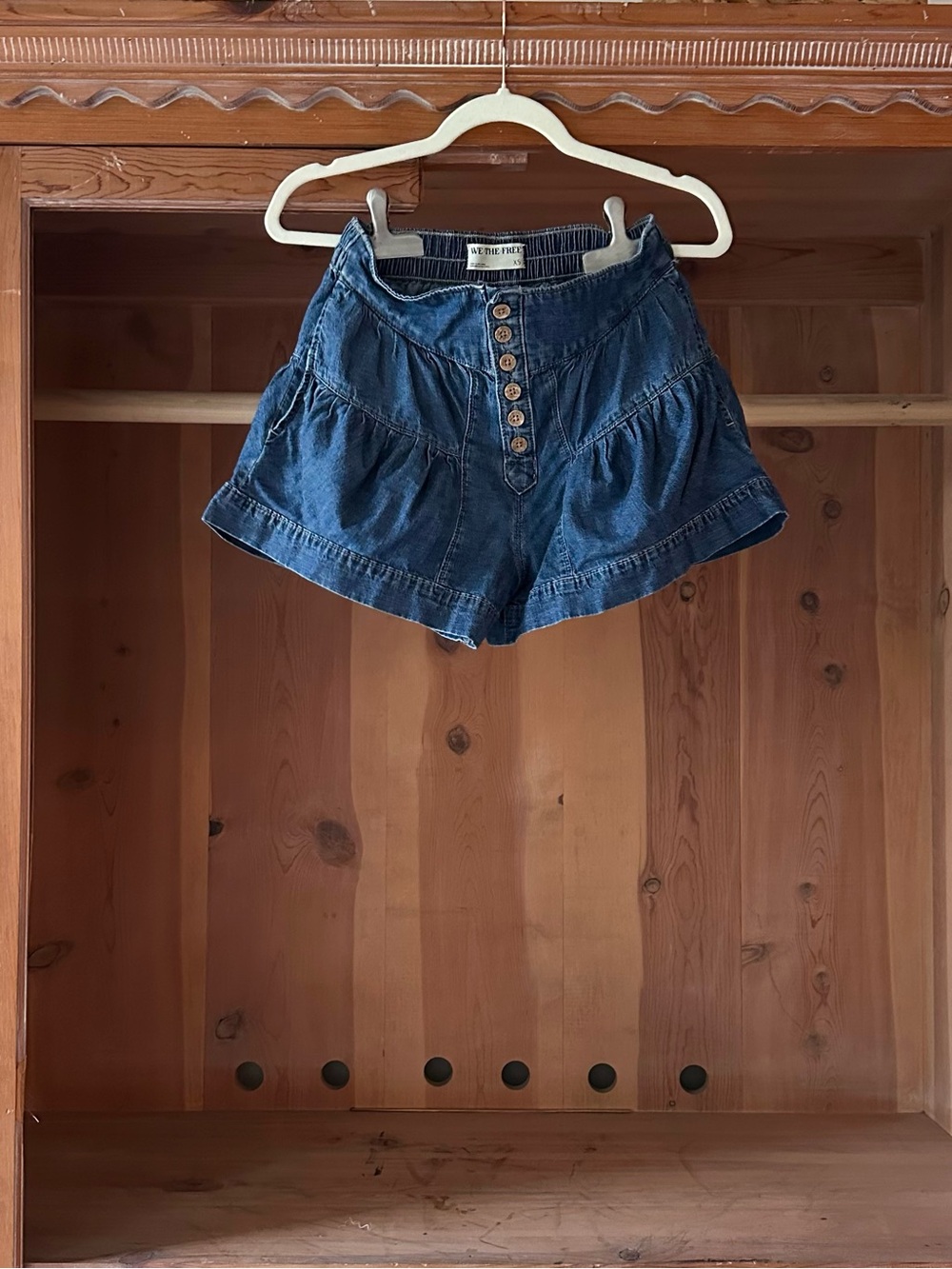 Free People Denim Button-Front Women’s Shorts - Blue